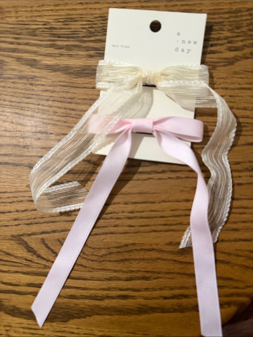 a new day Cream and Light Pink Ribbon Bow Hair Clip for Kids